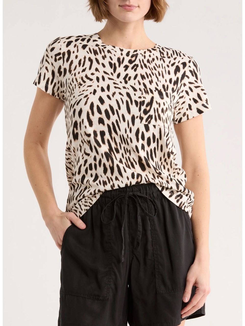SANCTUARY One Pocket T-Shirt Cheetah Print | Size XS/S